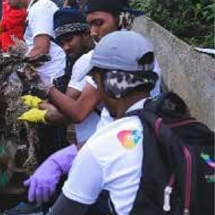 MAS Bodyline II volunteers clearing waste along the Sri Pada pilgrimage route